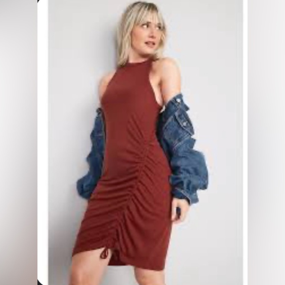 Old Navy UltraLite Racerback Rib-Knit Ruched Dress
